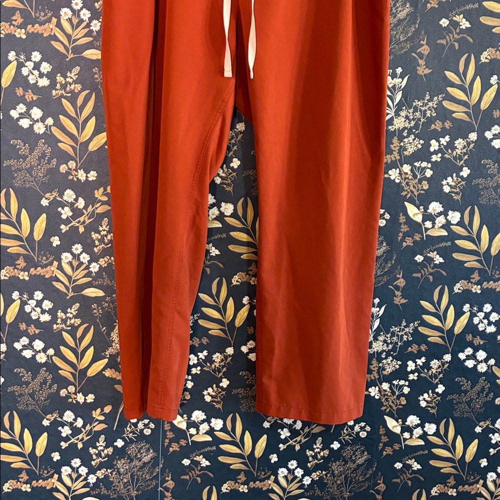 Figs Rust-Red Orange Pull On Drawstring Straight … - image 3